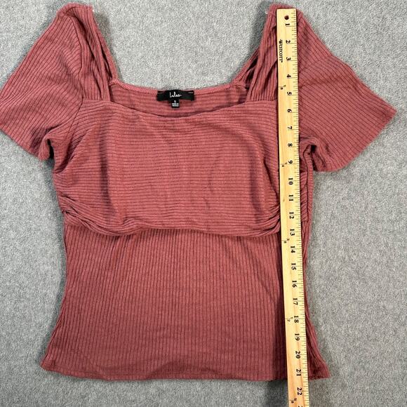 Lulus Quintessential Muse Mauve Ribbed Short Sleeve Top Women's Small - Picture 5 of 8